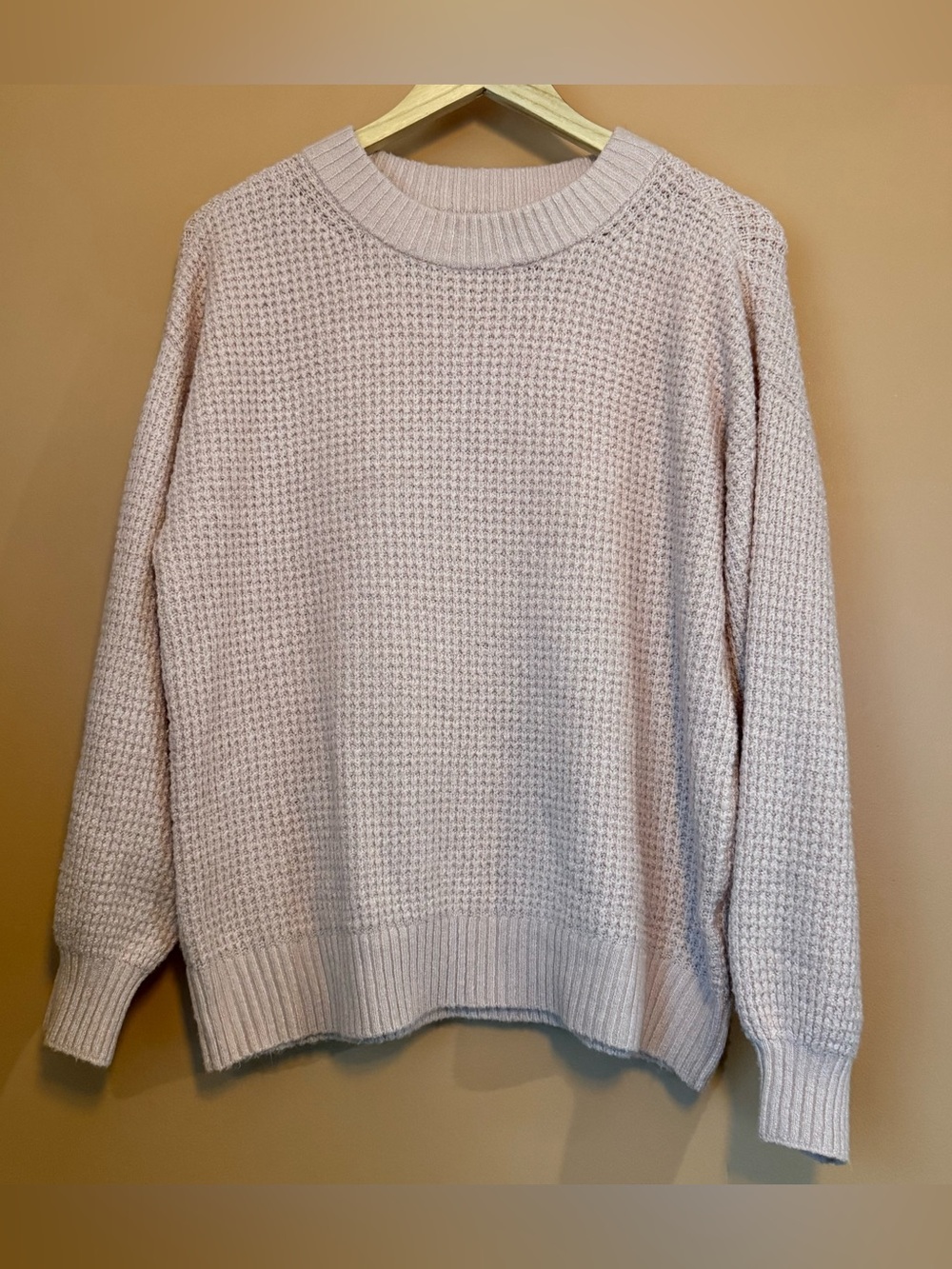 American Eagle Women’s M Pink Waffle Knit Sweater Preppy Casual
